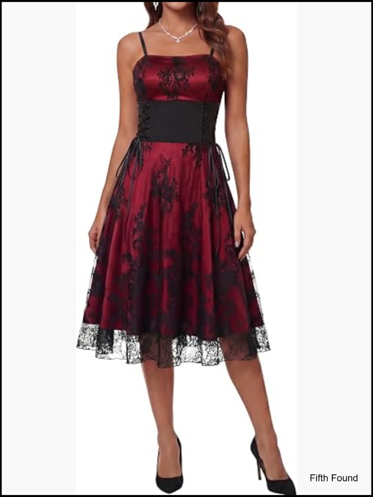 Steampunk Gothic Spaghetti Strap Bandage Lace Dress